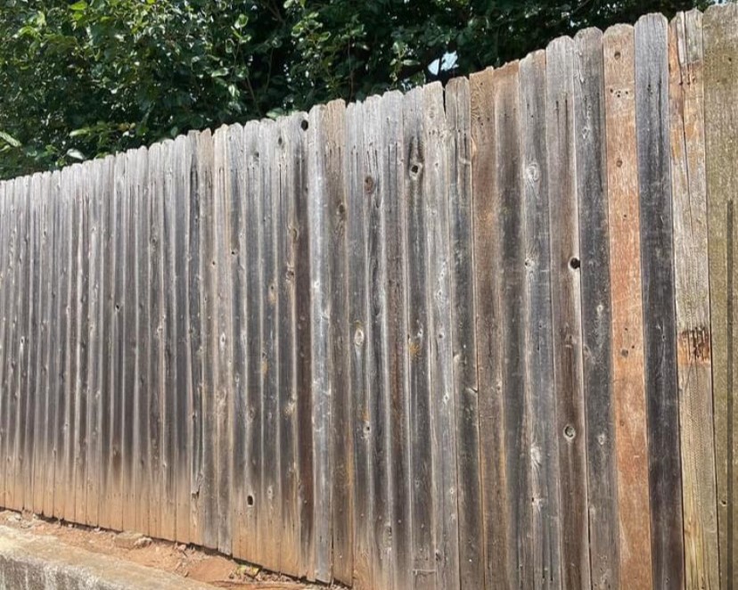 a newly repaired fence